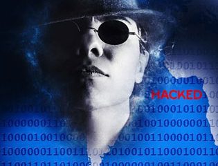 man in glasses above binary and hacked highlighted